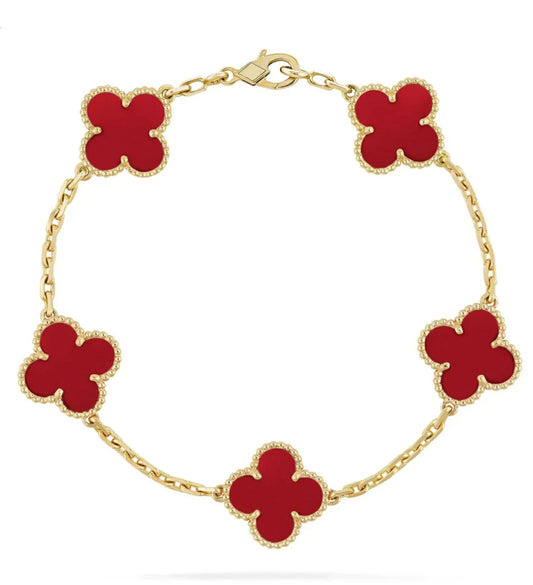 Clover Bracelet(Red with Gold Trim)